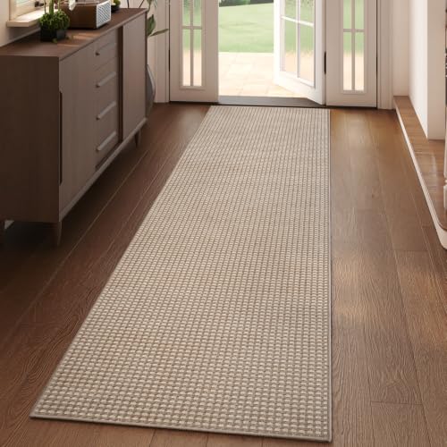 2x6 ft Low Pile Kitchen Runner Mat, Non Slip Washable, Brown