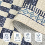 GarveeHome 3x5 Small Rug for Bedroom Machine Washable Blue Checkered Rug
