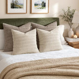 MIULEE Pack of 2 Corduroy Decorative Throw Pillow Covers 20x20 Inch Soft Boho Striped Pillow Covers Modern Farmhouse Home Decor for Sofa Living Room Couch Bed Cream White
