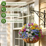 Artificial Fake Flowers for Outdoor UV Resistant,16 Bundles Silk Outside Plants Decoration for Hanging Planters, Daisy Eucalyptus Faux Flower Spring Summer Garden Yard Patio Balcony Home