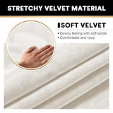 PrinceDeco Velvet Couch Cover Loveseat Covers for 2 Cushion Couch 3 Piece Sofa Covers for Dogs Washable Loveseat Covers Width Up to 72 Inch No Slip Stretch Sofa Slipcover(Medium, Porcelain)