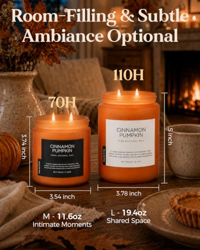 M&SENSE Scented Candles Cinnamon Pumpkin Non Toxic Fall Aromatherapy