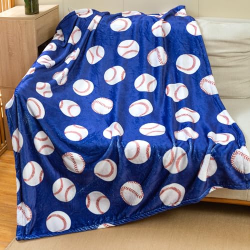 Sviuse Baseball Blanket Blue Soft Blanket for Boys Teenagers Men Twin Size | Baseball Lover Gifts, Baseball Blanket for Adults Teens Kids, Sport Theme, All Season Use, Couch, Bed & Sofa, Home Decor