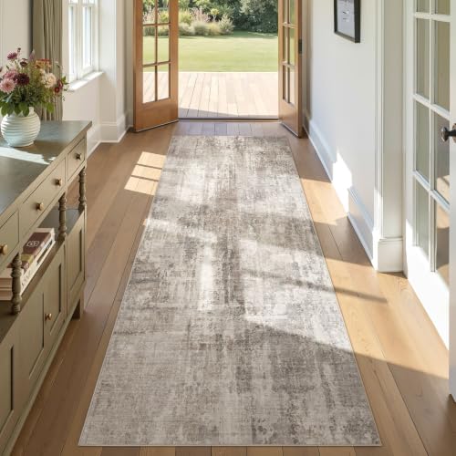 3x8 Washable Runner Rug for Hallway Abstract Soft Carpet Runner