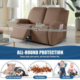 TAOCOCO Loveseat Recliner Cover 2 Pieces Stretch Loveseat Covers for 2 Seat Reclining Sofa, Soft Polyester Fabric Furniture Protector Washable Loveseat Reclining Cover (2 Seat, Light Coffee)