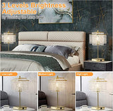 Crystal Touch Table Lamp, Bedside Lamps with with USB C+A Ports, Gold Bedroom Lamp, Dimmable Lamp with Crystal Shade, Nightstand Lamps for Bedroom, Living Room, Bulb Included