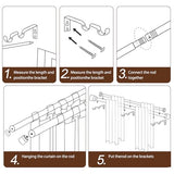 Heavy Duty Double Curtain Rod 84-120 Inch Length, 1 Inch Adjustable Matte Black Double Curtain Rod with Brackets, Long Double Curtain Rod for Windows Sliding Door (Black, 32-120", 1 PCS)