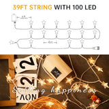 HEYFUNi Warm White Star String Lights,39FT 100LED Plug in Fairy Twinkle Lights with 8 Modes Waterproof for Indoor Christmas Tree, Home, Girls'Room, Garden, Party, Wedding, Classroom Decor(Warm White)