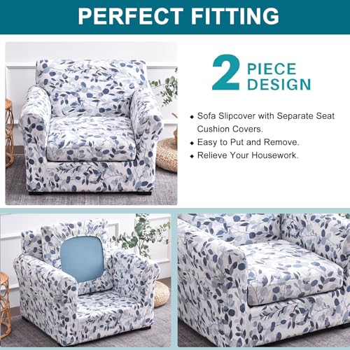 KRFOONN 2 Piece Chair Covers Printed Sofa Covers Couch Covers Washable Armchair Sofa Couch Slipcover Furniture Protector with Elastic Bottom for Living Room (Armchair, 15), Small