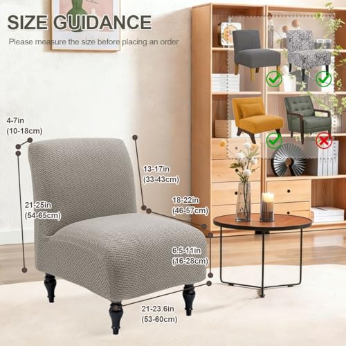 Armless Accent Chair Cover Waterproof Slipper Accent Chair Slipcovers Stretch Side Accent Chair Cover Without Arms Washable Armless Chair Covers for Living Dining Bedroom Set of 1 Taupe