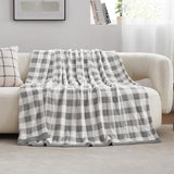 Snuggle Sac Buffalo Plaid Bedding Blanket Twin Size, Super Soft, Cozy Warm Knit Decorative Blankets, Reversible Plaid Fluffy Throws for Bed, Plaid Grey, 60x80 Inches