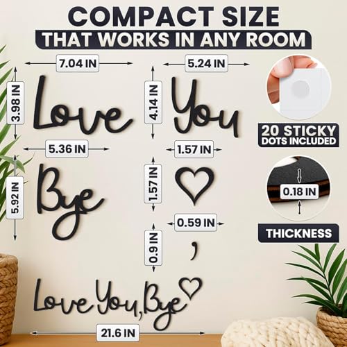 21.6" Love You Bye Sign Above Door Decor - Wall Sign Door Decorations, Good for Inside and Outside Use, Lightweight and Easy to Install Farmhouse Wall Art, Suitable for Hallway and Living Room