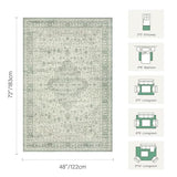 4x6 Vintage Boho Washable Rug for Bedroom(Green)
