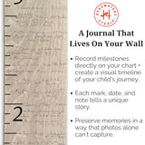 Growth Chart Art | Hanging Wooden Height Growth Chart to Measure Baby, Child, Grandchild - Naked Birch Classic Schoolhouse Ruler with Inches - Wall Decoration for Girls and Boys - 58"x5.75"