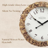 Presentime & Co. Farmhouse Series, Rustic Woven Clock, 14 inch, Natural Woven Water Hyacinth/Sea Grass. Wall Sculpture, Wall Art and Timepiece for Home Decoration/Decoration/Farmhouse Décor