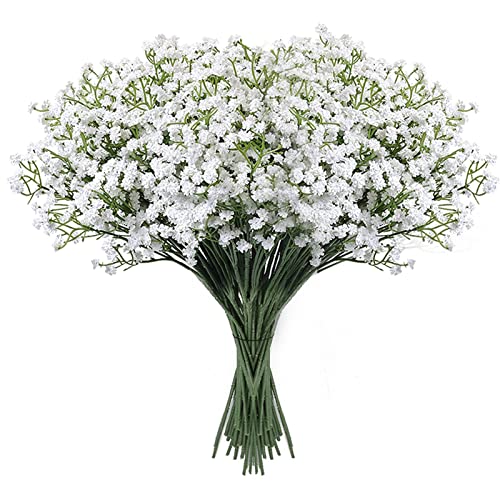 LYLYFAN Babys Breath Artificial Flowers,18 Pcs Gypsophila Faux Flowers for Wedding Party Home Garden Decoration White