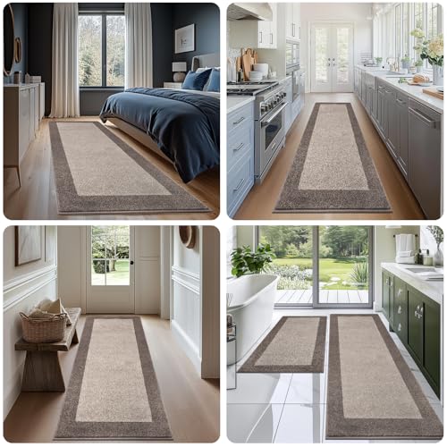 Machine Washable Kitchen Rug 24" x 70", Non Slip Kitchen Mat for Floor, Absorbent Entrance Runner Rug for Bedroom, Hallway, Bathroom, Door (Roll Packing)