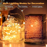 20 Pack LED Fairy Lights Battery Operated,3 Features Blinking Slowly Blinking & just on 7FT 20 LED Waterproof Mini Twinkle String Lights for Wedding Mason Jars Party Christmas Decorations(Warm White)