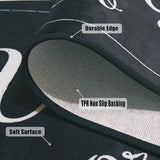 EYECY Laundry Room Rug Runner 20"x49" Non Slip TPR-Backed Rug for Kitchen, Bathroom, and Hallway - Black