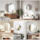 20'' Glass Round Mirror for Wall Decor, Wall Mounted Circle Mirror with Adhesive Tapes for Bathroom, Living Room, Vanity, Bedroom, Entryway, Over Sink, Hallway, Home Decor