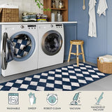 Lahome Checkered Washable Kitchen Rug Blue 2x6 Rug Runners for Hallways