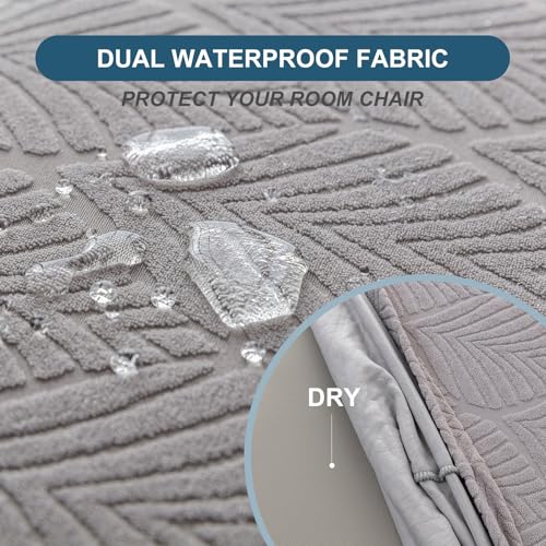 Waterproof Stretch Seat Covers,Dining Room Chair for 4 Set Removable Washable Chair Slipcover Protectors,Rear Covers,Light Grey