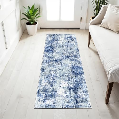 2x6 Runner Rug Non Slip Washable Hallway Runners Blue