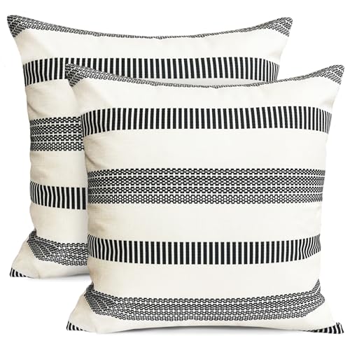 Decorative Throw Pillow Covers Set of 2 Black pillow covers 22x22 inch