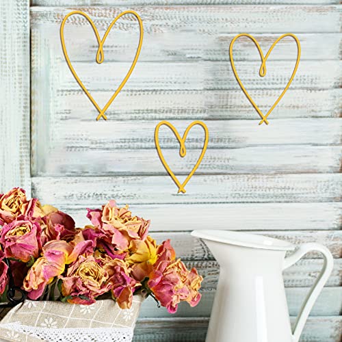 Pangda 4 Pieces Metal Heart Wall Art Decor Love Heart Wall Sign Ornaments for Bedroom Living Room Decoration(Gold)
