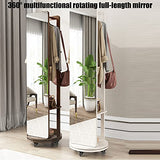 Solid Wood Household Full-Length Mirror Hanger One Full-Length Mirror Rotating Floor Mirror Wardrobe Mirror Fitting Mirror White