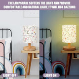 Wildflower Kids Table Lamp for Bedroom Kids Bedside Lamp with Linen Wooden Nightstand Cartoon Nursery Lampshade for Girls Boys Living Room
