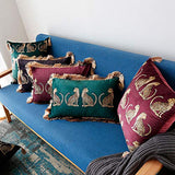 Lumbar Decorative Throw Pillow Cover with Tassels Leopard Pattern Cushion Cover Luxury Style Soft Velvet Pillowcase for Sofa Couch Bedroom (18"x18",Wine Red)
