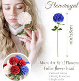 Floweroyal 12pcs 4th of July Flowers 250th Anniversary Artificial Chrysanthemum Ball Silk Hydrangea Flowers for Independence Day, Memorial Day, Floral Arrangement Decor (Red, Blue, White)