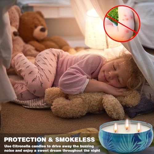 Citronella Candles Outdoor, 12 oz Large Citronella Candles for Patio 3 Pack, 240-Hour Total Burn Time, Natural Soy Wax Outdoor Candle for Backyard, Deck, Garden, Camping, Summer Parties