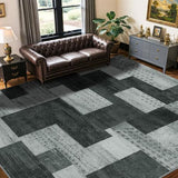 8x10 Washable Area Rugs for Living Room & Bedroom(8x10,Black)