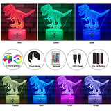 easuntec Dinosaur Toys 3D Night Light with Remote & Smart Touch 7 Colors + 16 Colors Changing Dimmable TRex Toys 1 2 3 4 5 6 7 8 Year Old Boy or Girl Gifts (TRex 16WT)
