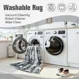 5x8 Area Rugs for Living Room: Washable Soft Black Abstract Bedroom Carpet