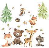 Woodland Wall Decals Stickers Peel and Stick for Baby Boys Girls Nursery Bedroom Netral Decor,Woodland Animals Wall Decals Stickers Forest Animals Bear Fox Owl Raccoon Deer