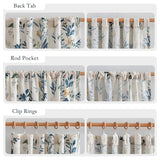 MYSKY HOME Floral Linen Curtains 84 Inch Long Set of 2 for Living/Dining Room Semi Sheer Light Filtering Farmhouse Flower Patterned Back Tab Drapes, Yellow and Blue, W50 Each Panel