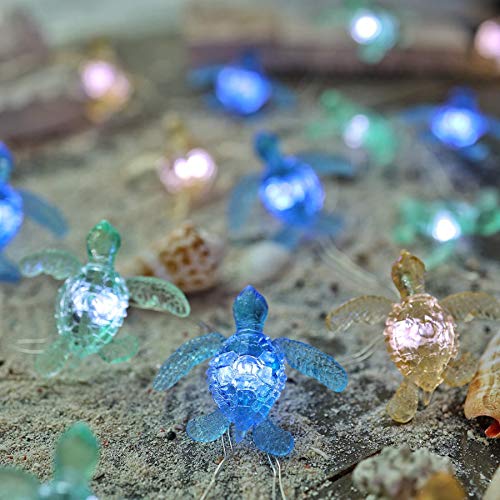 JASHIKA- Sea Turtle Decorative Lights- Ocean Themed String Lights -10ft 30 LEDs-USB Plug-in -Battery Pack - Remote Control -Baby Shower- Bathroom- Christmas -Beach-Party Decor