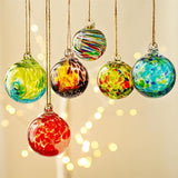 6pcs Hand-Blown Glass Ornaments Balls Hanging Glass Balls Witches Ball Gazing Ball for Home Window Outdoor Garden Patio Xmas Tree Décor