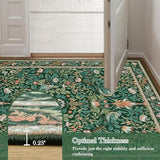 Kitchen Runner Rugs Washable, Boho Floral Hallway Runner Rug 8ft, Botanical Birds Indoor Floor Carpet for Entryway Laundry Bedroom Bedside, Dark Green