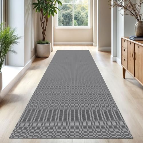 KOZYFLY 3x10 Runner Rug, Washable Non Slip Long Kitchen Hallway Rug, Grey