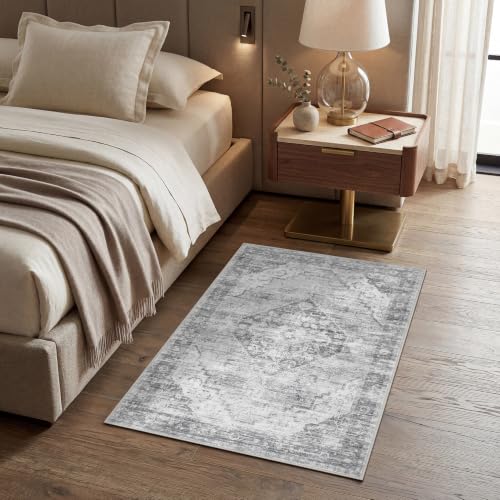 Garvee Grey Boho Washable 2x3 Rug for Entryway Door Mat