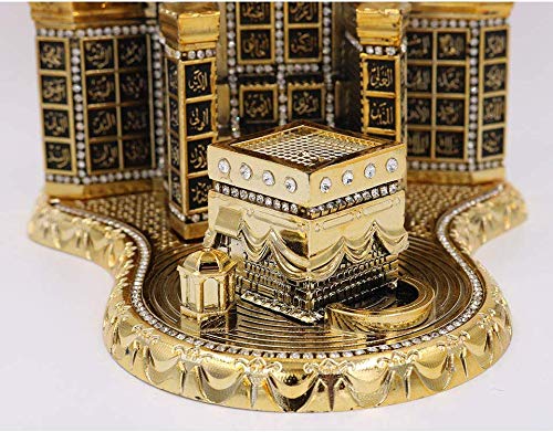 Modefa Islamic Turkish Table Decor Showpiece Gift Sculpture Figure Arabic 99 Names of Allah Kaba Clock Tower Replica Gold