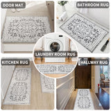 Vintage Runner Rug Non Slip for Hallway Bathroom Kitchen 2x3 ft, Ultra Soft Boho Carpet Runner with Low Pile Design Machine Washable Runner Rugs for Entryway Laundry Living Room (Black, 2'x3')