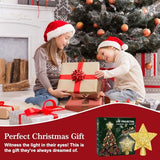 Christmas Tree Topper with Built-in 360° LED Rotating Projector, 3D Hollow Sparkling Gold Star, 3m Plug in Christmas Tree Top Decorations, Indoor Office Party Holiday Home Xmas Treetop Cool Ornament