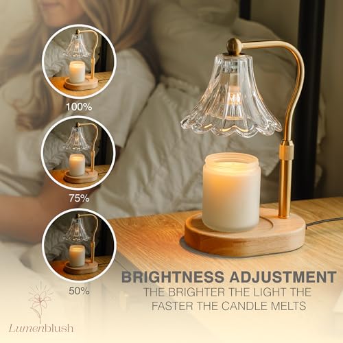 Candle Warmer Lamp – Dimmable Candle Lamp with Timer, Adjustable Height for Jar Candles (Oak)