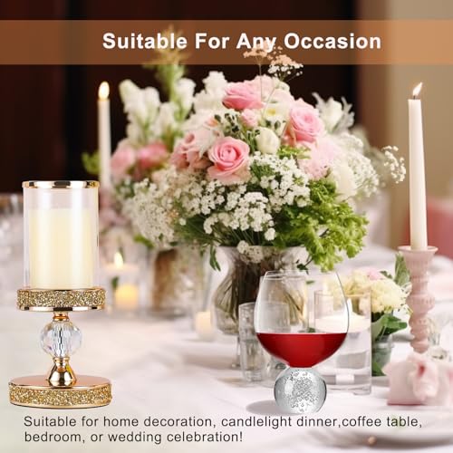 Hurricane Candle Holders for Pillar Candle, Pillar Candle Holder, Crystal Candlesticks Holder for Dining Coffee Table, Wedding,Events,Parties, Home Decor YL031SD
