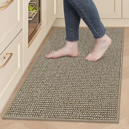 BEQHAUSE Kitchen Rugs 24"x36", Kitchen Mats for Floor Non-Slip, Light Beige